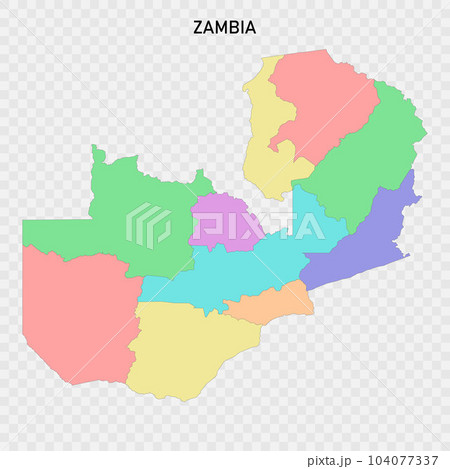 Isolated colored map of Zambia 104077337