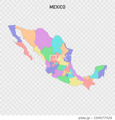 Isolated colored map of Mexico with borders 104077426