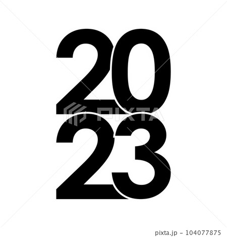 Happy New Year 2023 text design logo 104077875