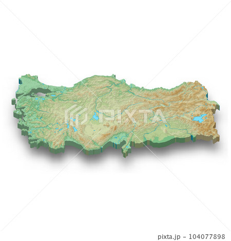 3d isometric relief map of Turkey 3d isometric relief map of Turkey 104077898