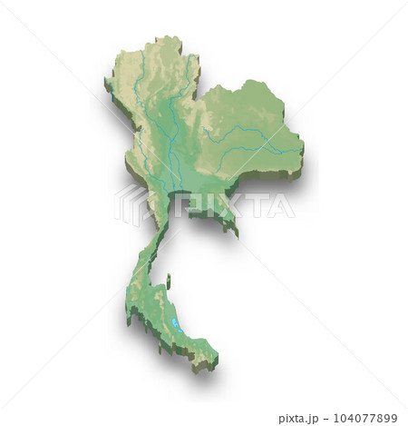 3d isometric relief map of Thailand 3d isometric relief map of Thailand 104077899