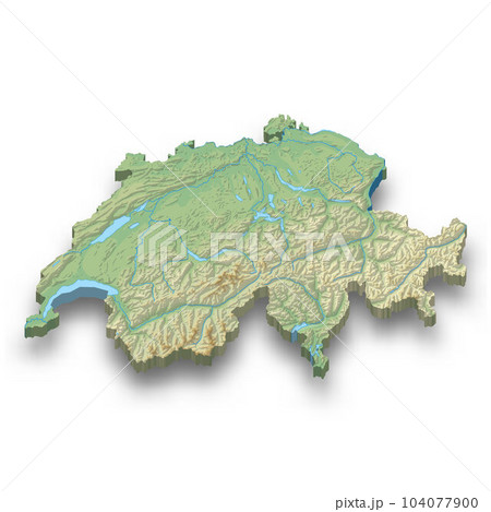 3d isometric relief map of Switzerland 104077900