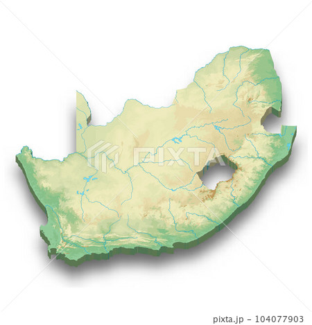 3d isometric relief map of South Africa 104077903