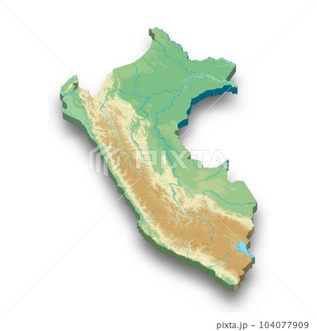 3d isometric relief map of Peru 3d isometric relief map of Peru 104077909