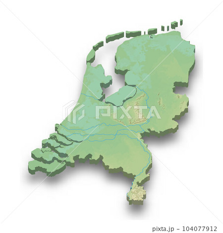 3d isometric relief map of Netherlands 104077912