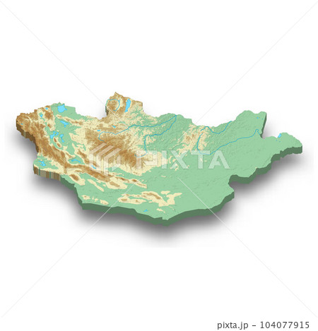 3d isometric relief map of Mongolia 104077915