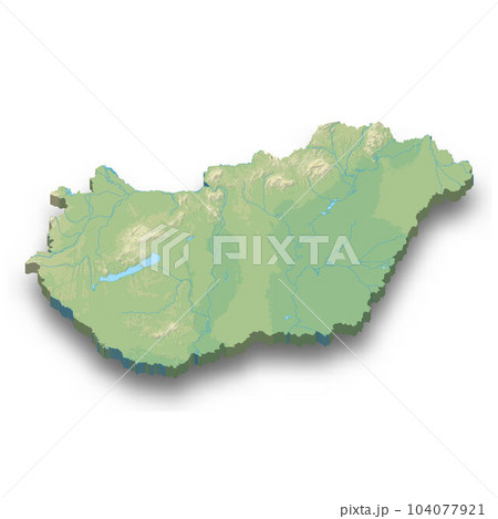 3d isometric relief map of Hungary 104077921