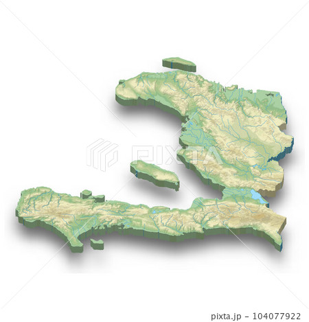 3d isometric relief map of Haiti 104077922