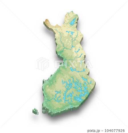 3d isometric relief map of Finland 104077926