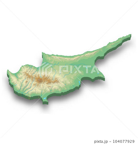 3d isometric relief map of Cyprus 3d isometric relief map of Cyprus 104077929