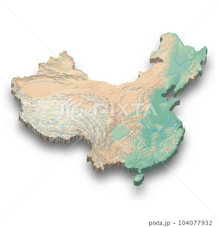 3d isometric relief map of China 104077932