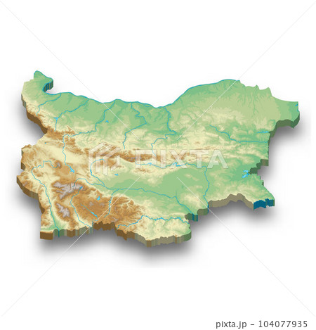 3d isometric relief map of Bulgaria 104077935