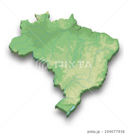 3d isometric relief map of Brazil 3d isometric relief map of Brazil 104077936