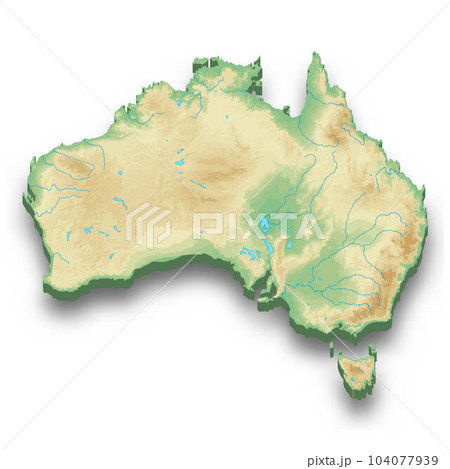 3d isometric relief map of Australia 3d isometric relief map of Australia 104077939
