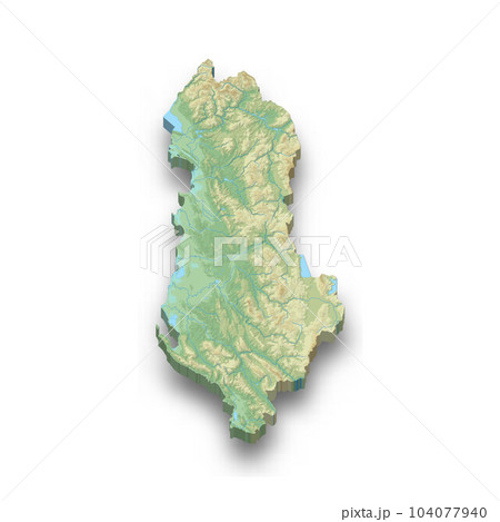 3d isometric relief map of Albania 104077940
