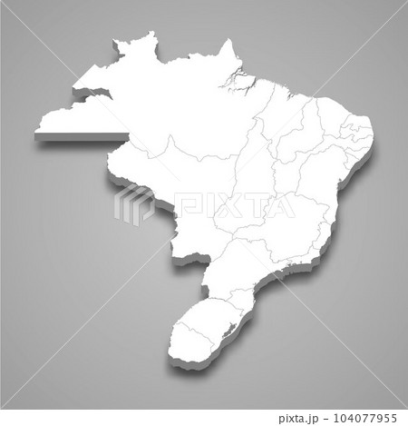 3d isometric map of Empire of Brazil isolated with shadow 104077955