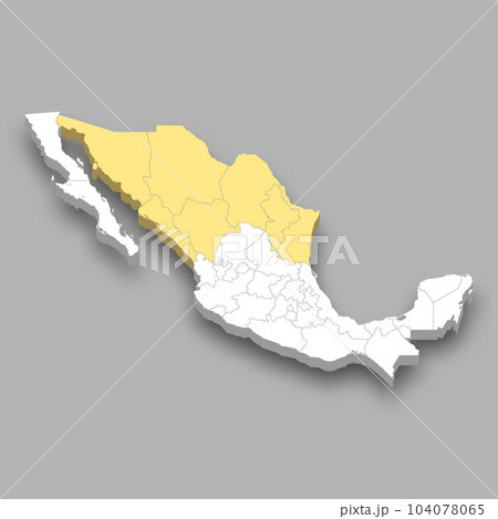 Northern Mexico region location within Mexico map 104078065