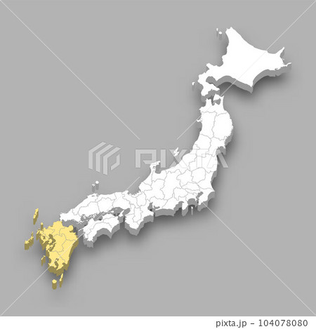 Kyushu region location within Japan map 104078080