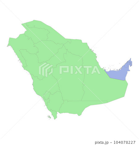 High quality political map of Saudi Arabia and United Arab Emirates with borders of the regions or provinces High quality political map of Saudi Arabia and United Arab Emirates with borders of the regions or provinces 104078227