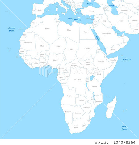 map of Africa with borders of the states. 104078364