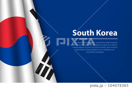 Wave flag of South Korea with copyspace background. 104078365