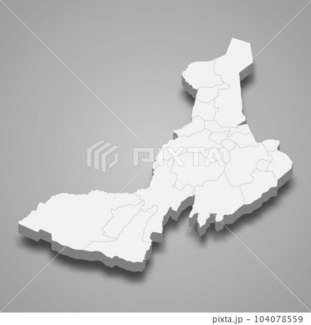 3d isometric map of Quetzaltenango is a province of Guatemala 104078559