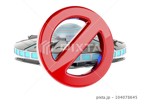 UFO with prohibition sign. 3D rendering 104078645