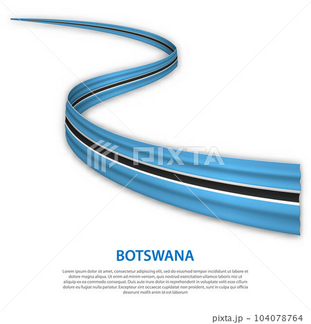 Waving ribbon or banner with flag of Botswana 104078764