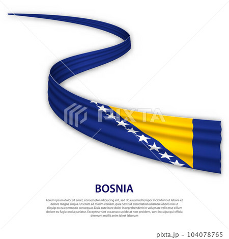 Waving ribbon or banner with flag of Bosnia 104078765