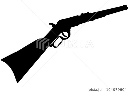 Old west period .44-40 Winchester lever-action repeating rifle M1866 black silhouette Old west period .44-40 Winchester lever-action repeating rifle M1866 black silhouette 104079604