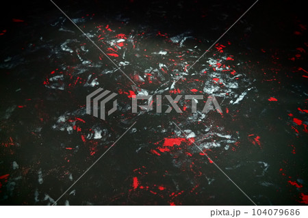 Black background with red, white, gray and blue strokes, dashes, stains and scuffs. A ray of light Black background with red, white, gray and blue strokes, dashes, stains and scuffs. A ray of light 104079686