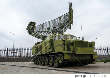 Russian military equipment against a gloomy sky 104080540