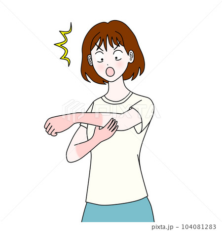 日焼け対策をし忘れ日焼けして驚く女性のイラスト素材 [104081283] - PIXTA