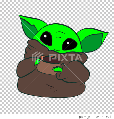 Green monster cartoon, icon, element, minimal, - Stock