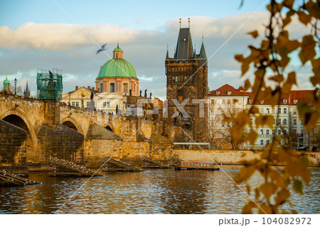landscape in evening in autumn in Prague, Czech Republic landscape in evening in autumn in Prague, Czech Republic 104082972