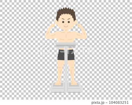 一名男子為拳擊比賽舉重的插圖 104083251