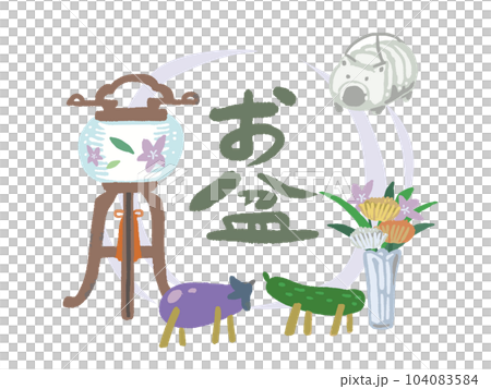 Obon headline handwritten watercolor style illustration 104083584