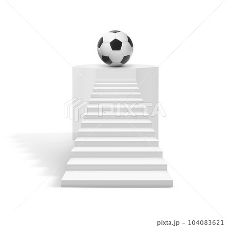 Soccer ball on stairway to success. Soccer game concept 104083621