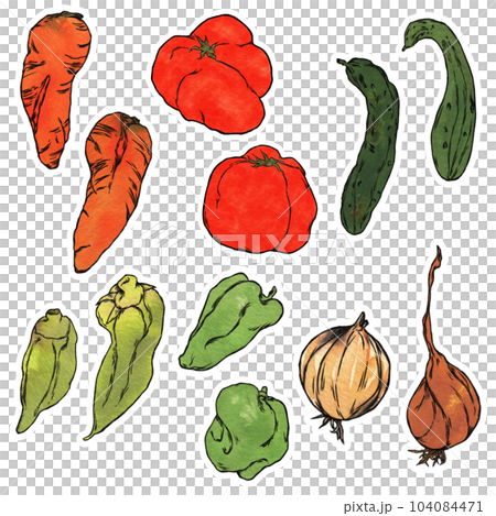 不揃い野菜のイラスト素材セット 104084471