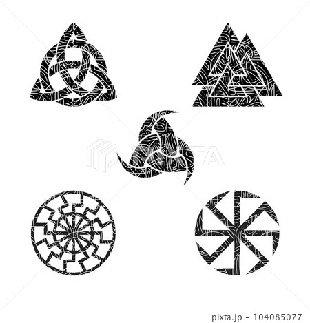 Scandinavian viking pattern symbols set Scandinavian viking pattern symbols set 104085077