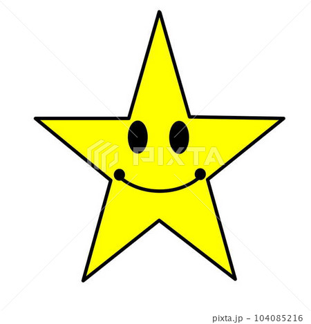スマイリーマークの黄色い星　笑顔　アイコン、GIFアニメ用 104085216