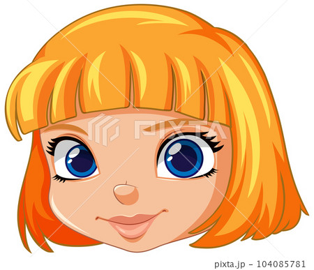 Cute girl face smilling isolated 104085781