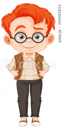 Cute nerdy boy cartoon character Cute nerdy boy cartoon character 104085853