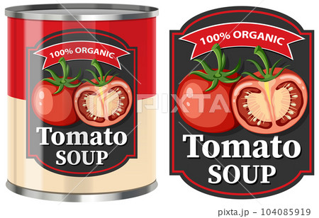 Tomato Soup in Food Can with Label Isolated 104085919