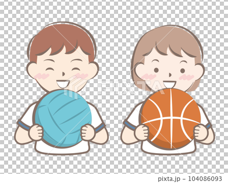 Children with balls Basketball Dodgeball Children with balls Basketball Dodgeball 104086093