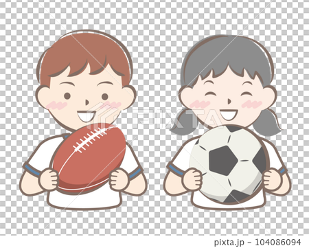 Children with balls soccer rugby Children with balls soccer rugby 104086094