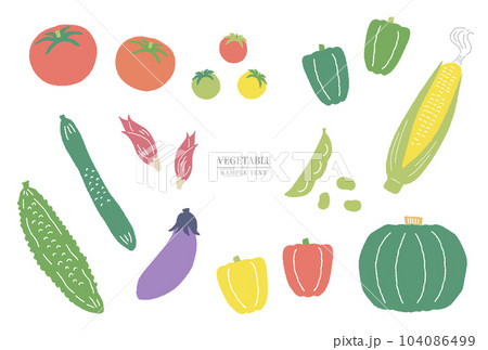 手書き夏野菜のイラスト素材セット 手書き夏野菜のイラスト素材セット 104086499