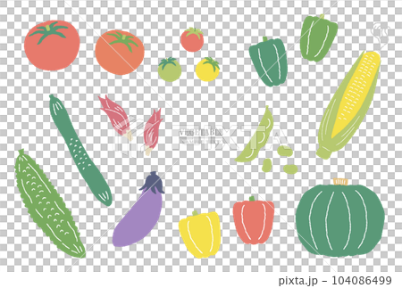 手書き夏野菜のイラスト素材セット 手書き夏野菜のイラスト素材セット 104086499