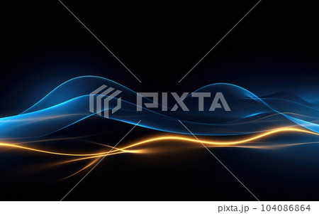 Abstract Waving Particle Technology Background Design. Abstract wave moving dots flow particles, hi-tech and big data background design for brochures, flyers, magazine, business card, banner. 104086864