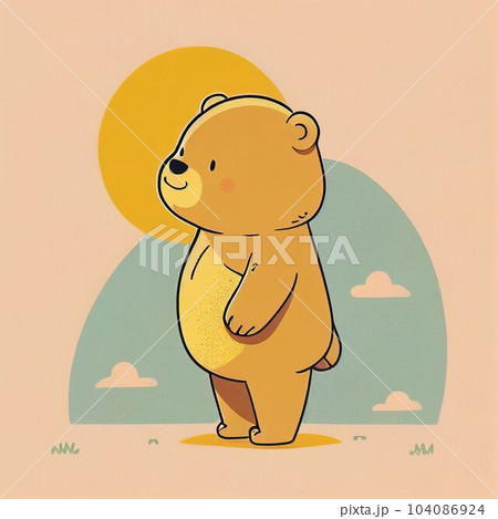 Illustration cute teddy bear sunbathe on beach in sunny day Created with Generative AI technology. 104086924